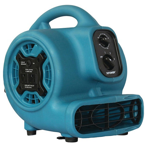 P-230AT 800 CFM 3-Speed Mini Air Mover-Floor Dryer-Utility Blower Fan with Timer and Power Outlets