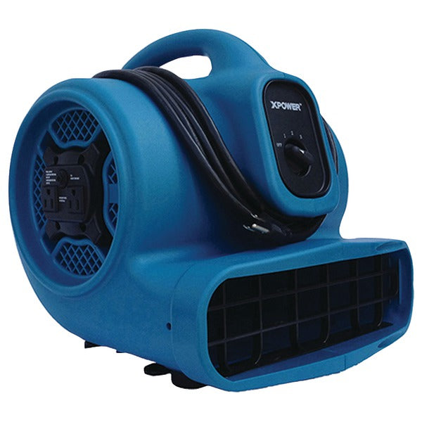 X-400A 1,600 CFM 3-Speed Commercial Air Mover-Carpet Dryer-Floor Blower Fan with Dual Outlets for Daisy Chain