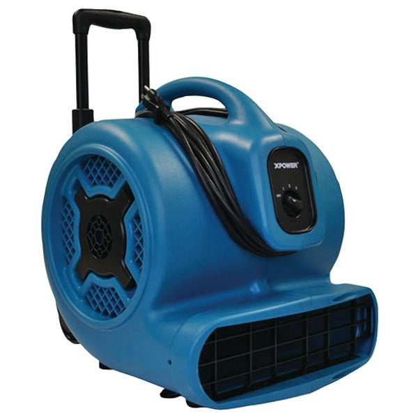 X-830H 1 HP 3,600 CFM 3-Speed Commercial Air Mover-Carpet Dryer-Floor Blower Fan with Telescopic Handle and Wheels